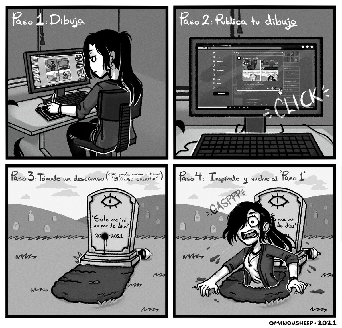 Mi "descanso" como artista, paso a paso.
#comic #drawing