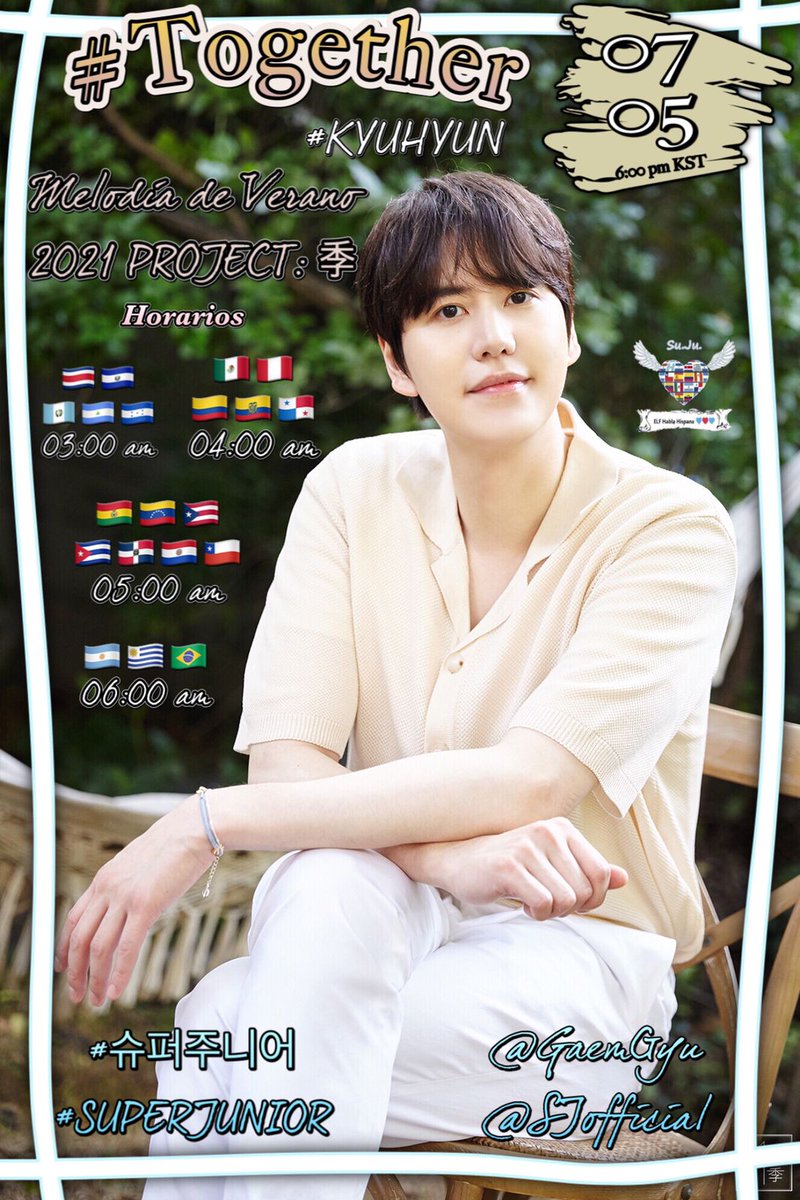 ELFMexLatam's tweet photo. ¡Revisen sus horarios y programen sus alarmas!

🥰😍🥰

#규현 #KYUHYUN
#투게더 #Together
#2021PROJECT季
#슈퍼주니어 #SUPERJUNIOR
@SJofficial @GaemGyu https://t.co/beS9rv7Nrc