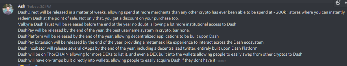 TaoOfSatoshi's tweet photo. It's genuinely outstanding how much work is being done to improve the @Dashpay experience, which is already one of the best in crypto. Check out this post and contemplate how far exactly $DASH is flying under the radar, and how long it will be before it explodes. #Dash #dashpay https://t.co/IiUhgB5r2S