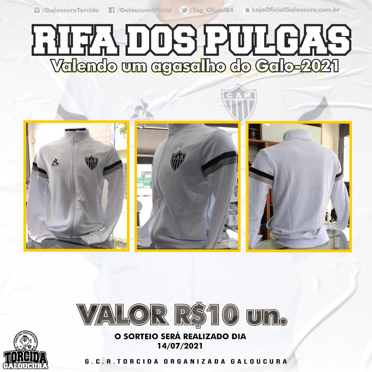 tog_oficial84's tweet photo. RIFA GALOUCURA 
Além de nos ajudar em mais uma grande festa, você concorre ao novo Agasalho do Galo.
Todo o valor arrecadado será revestido na montagem do mosaico, do jogo de volta contra o Boca Juniors pela libertadores.

R$10 https://t.co/tDH4PuWBjS https://t.co/y49DWwkC5v