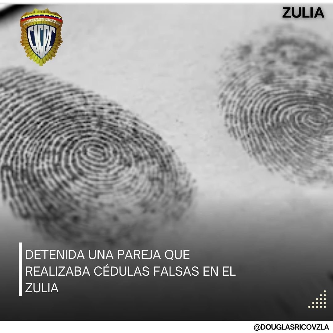 DouglasRicoVzla's tweet image. CICPC detuvo una pareja que realizaban cédulas falsas en el Zulia. 
instagram.com/p/CQ7GjT8LhPH/…