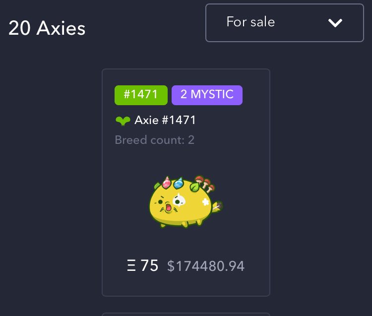 GoodKarm4's tweet photo. Only 20 double mystics for sale on @AxieInfinity marketplace
Floor is 75 #ethereum now

That was fast https://t.co/JEQhQ8DOxA