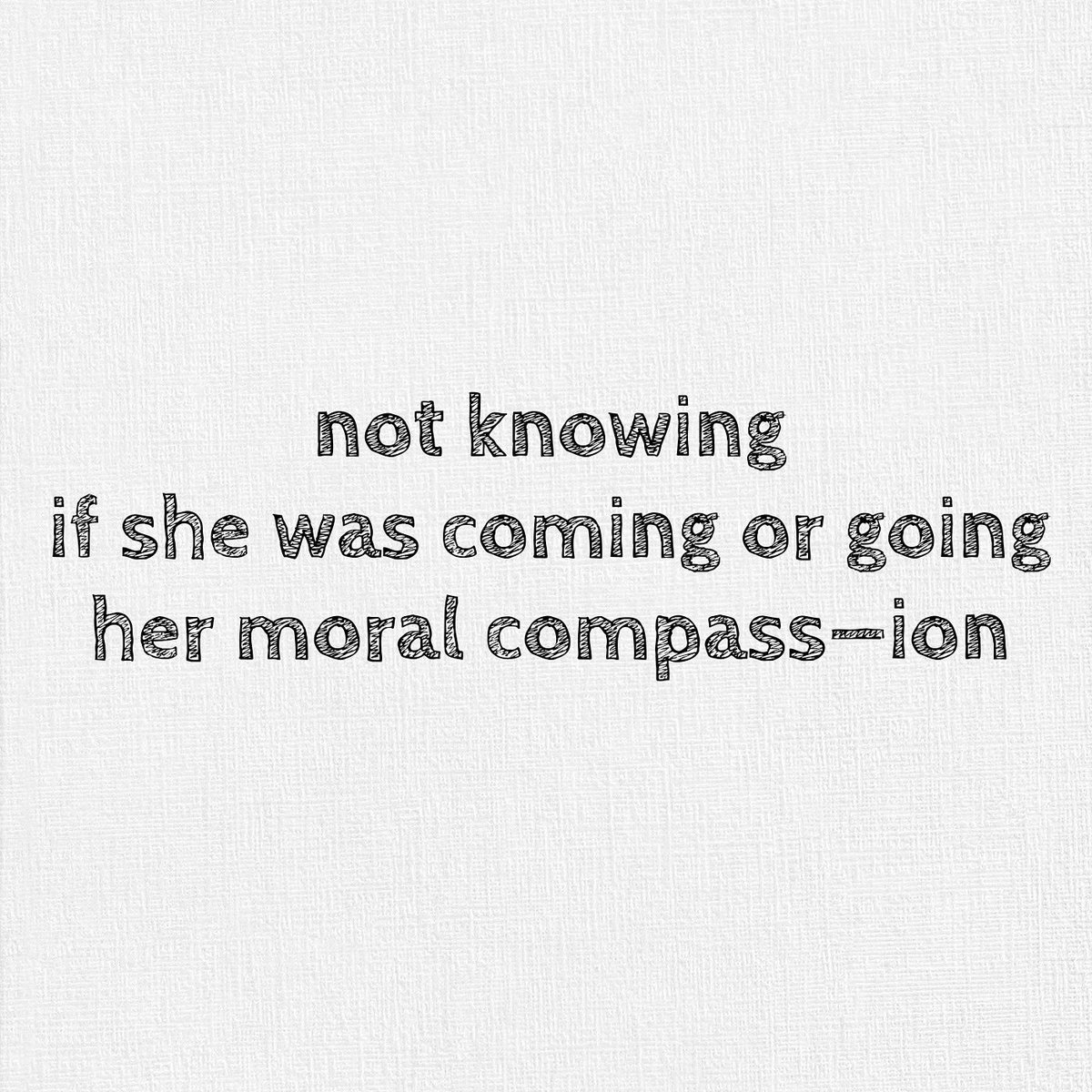 readwritehaiku's tweet photo. not knowing
if she was coming or going
her moral compass—ion
#haiku #haikupoetry #haikupoem #poem #poet #poetry #poetrylovers #poems #micropoetry #micropoem #readwritehaiku #haikuspirit #spiritofhaiku #haikuaday #haikumoment #haikuoftheday #senryu #WarriorPoetSeer https://t.co/5wgNYoVmkw