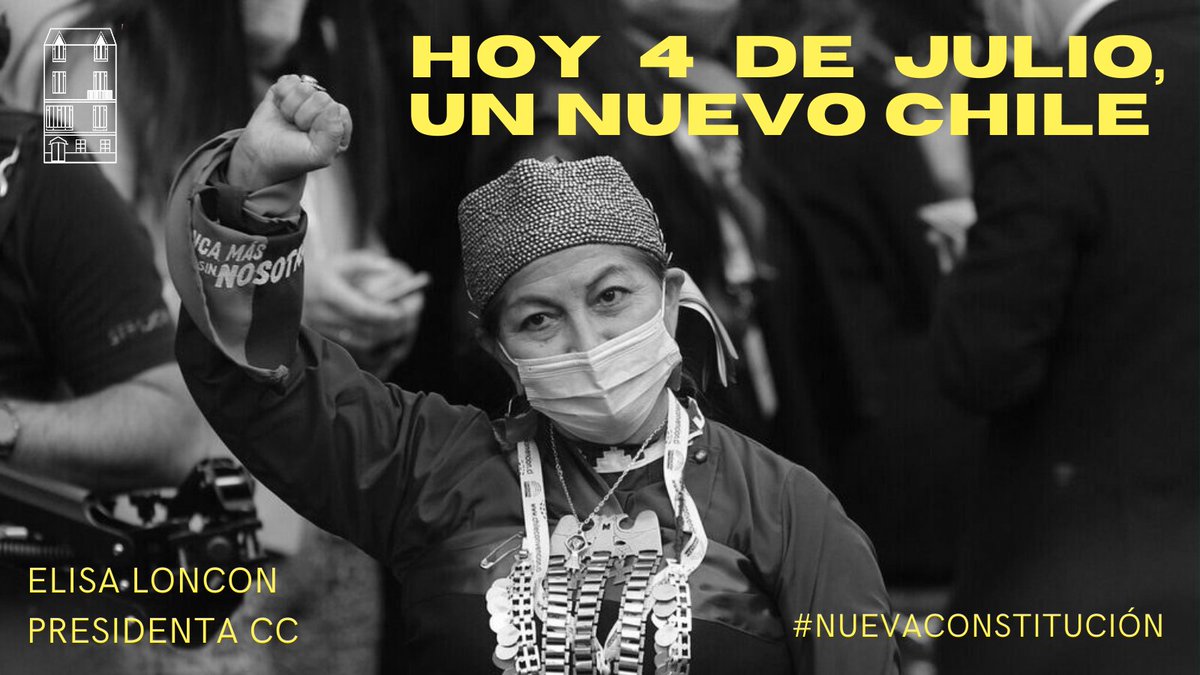 ⭕️Ganamos las calles, ganamos el Plebiscito y elegimos a los que están por un cambio vasto y profundo de #Chile, eligiendo democráticamente, hoy 4 de Julio, como Presidenta de la CC, a una Mujer hija y representante del pueblo mapuche: <a href="/ElisaLoncon/">Elisa Loncon Antileo</a> 

 #DDHH #NuevaConstitución
