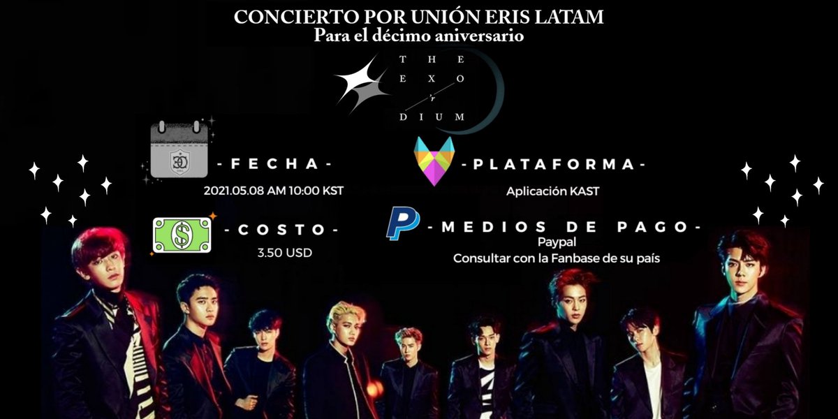 💚EXO 10° ANIVERSARIO💚

🔹️PROYECTO #1 PARA RECAUDAR 
FONDOS

🔸️EN APOYO AL PROYECTO DE EXOL LATAM SE TRANSMITIRÁ 

🔹️CONCIERTO ONLINE: "THE EXOrDIUM" EN JAPÓN🔹️
📆 8 DE AGOSTO
🕖 10:00 AM KST

FORMULARIO PARA ENTRADAS (Trad.Esp)
🔗: forms.gle/nXn7irUmxcnZew…

<a href="/weareoneEXO/">EXO</a>