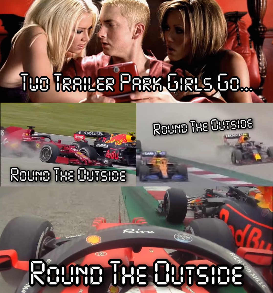 GpSesh's tweet image. British #F1 commentary team: he’s gonna make a move at turn 4 
Me: …. 
#F1commentary #AustriaGP #wtf1 #F1Tv