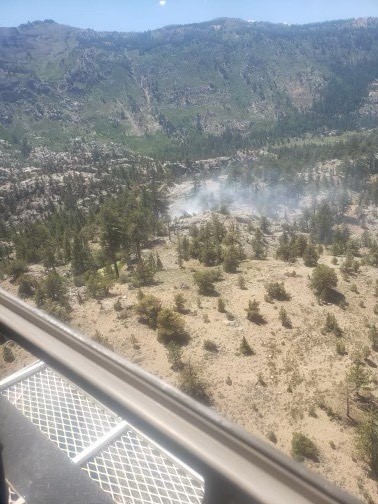 HumboldtToiyabe's tweet photo. Firefighters are working several lightning hold overs ( new starts ) from July 3rd on the Bridgeport Ranger District today; the #PooreFire, half-acre in heavy duff and timber, and the #EagleFire a quarter acre, in heavy duff. For official updates go to https://t.co/eK4SKVftLz https://t.co/y5Jzoxkxxy