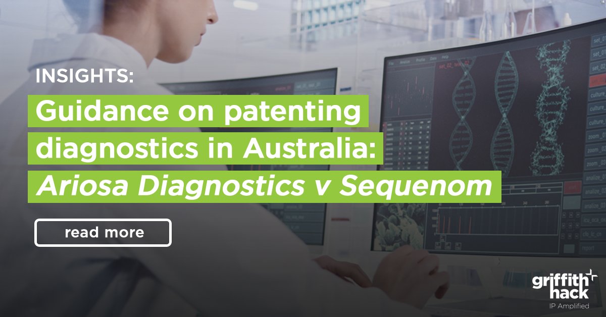 Gavin Adkins and Rhys Williamson discuss the recent Federal Court decision in Ariosa Diagnostics v Sequenom and the useful guidance it provides industry on patenting diagnostics in Australia. griffithhack.com/ideas/insights…
#patents #patentlaw #auslaw