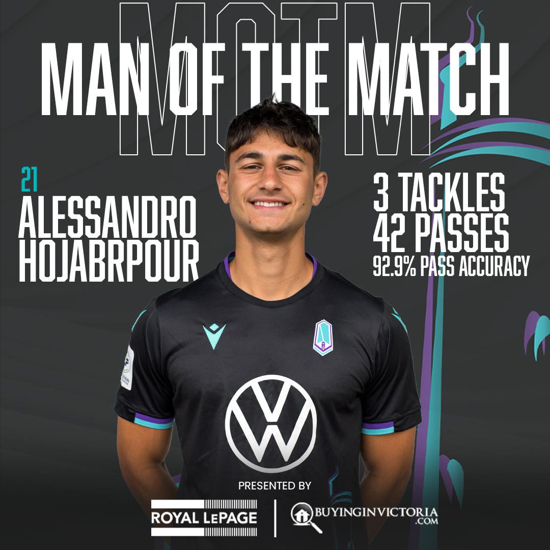 Pacificfccpl's tweet photo. Your Pacific FC Fans' Man of the Match - Alessandro Hojabrpour. Solid performance in the middle of the park, key in keeping possession during tonight game.
#ForTheIsle | #PacificFC | #CanPL | #FORvPAC https://t.co/w9qlTHOnPg