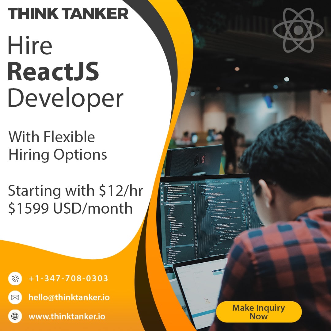 thinktankertech's tweet image. Hire ReactJS Developers on a monthly basis from ThinkTanker. We have a team of 12+ ReactJS Experts who can work on your projects on a monthly basis.
Request a Free monthly cost from us. To know more visit at buff.ly/2TDx079
#hirereactjs #reactjsdevelopers