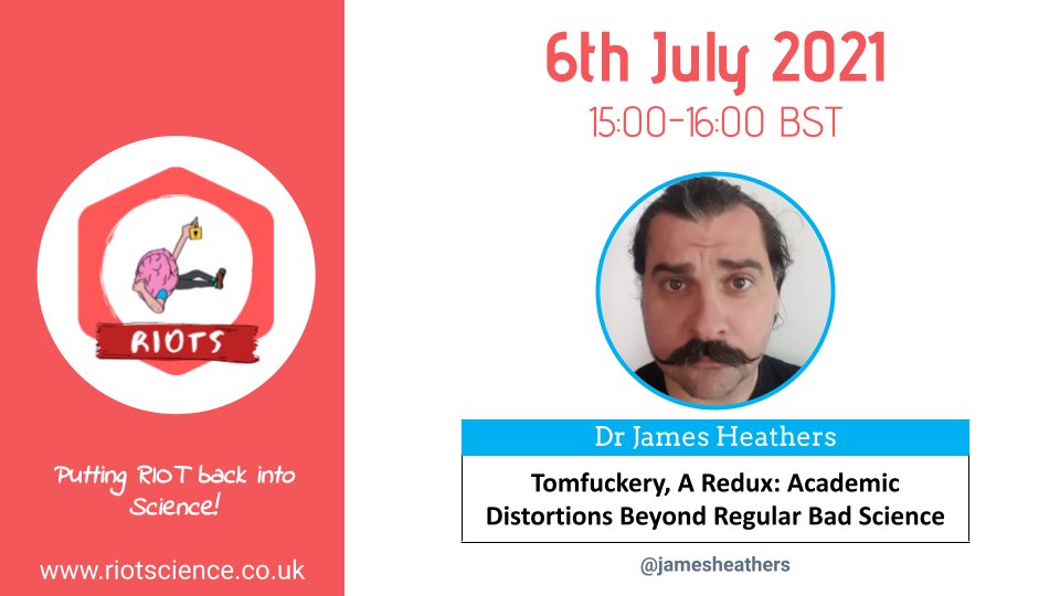 A bittersweet one this. 

We have a fantastic speaker lined up, but it will be our last until Autumn!!

To help us go out with a bang, please make sure you join us to hear from @jamesheathers 

Link: tinyurl.com/6a974h6h