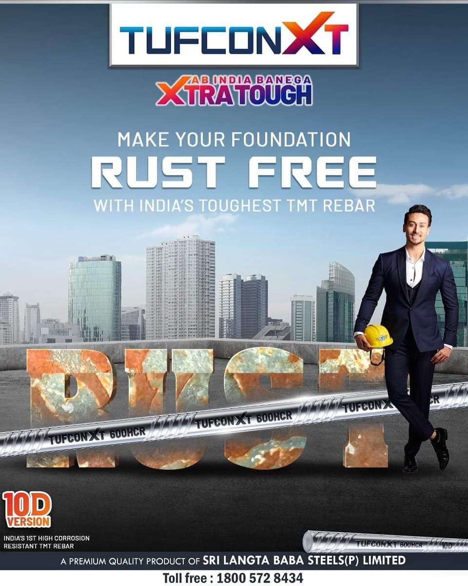 Make your foundation #RustFree
With India's #Toughest #TMTRebar
#TUFCON #XT #TheFatherOfAllSteel
#AbIndiaBanegaXtraTough