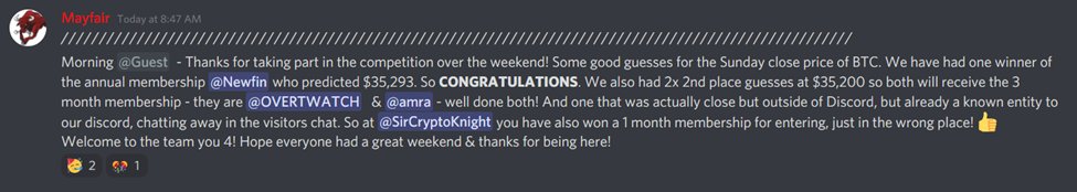 MayfairMethod's tweet photo. Congratulations to our winner! @Newfin who won the annual membership &amp; $800 worth of indicators! Also well done to the 2x 3 month winners! #mayfairmoney #crypto #community #discord #forex #education https://t.co/2ZUEfORVOe