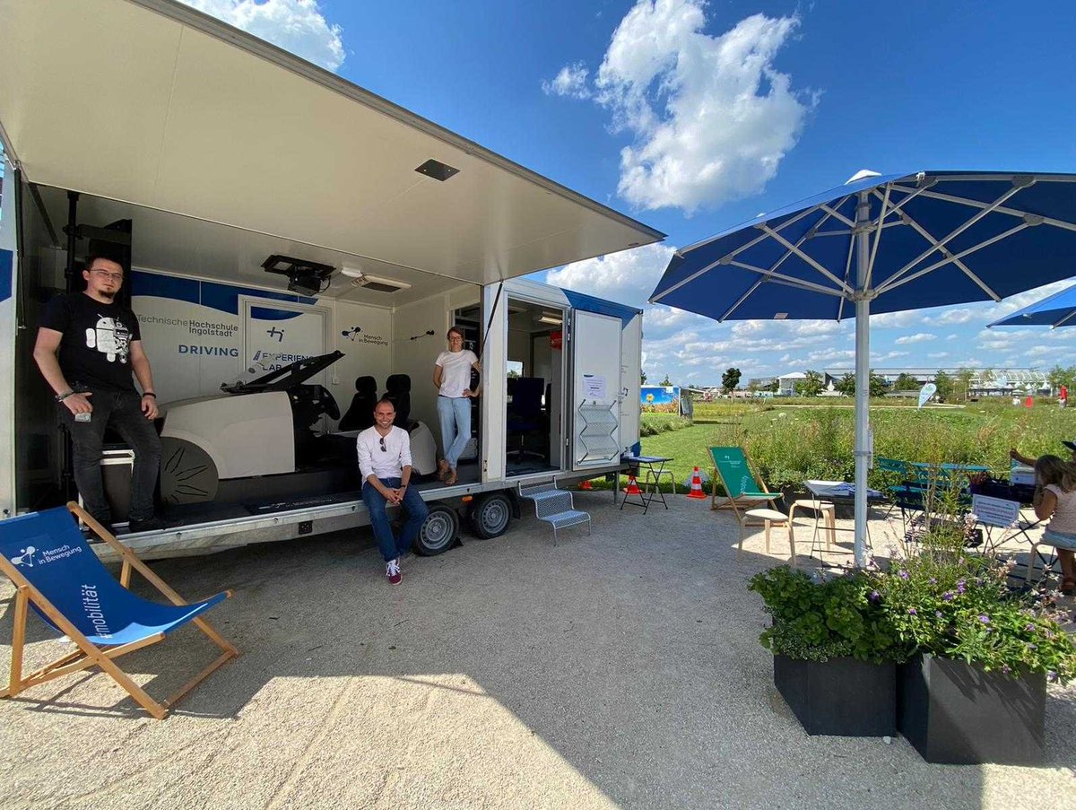 My last ~3 year's project - a mobile #drivingsim #lab - finally got 'out to play' for real at Landesgartenschau Ingolstadt. Early #phdstudents have been and will be conducting quick studies on #automateddriving in the last and next few weeks!
