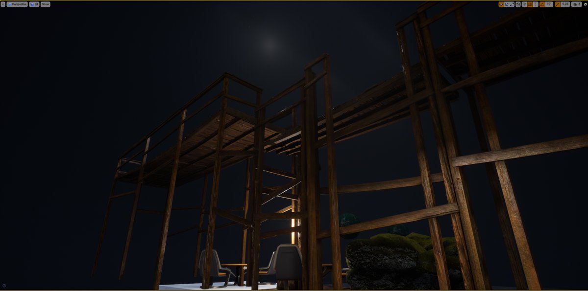 SniperGirl85's tweet photo. Tweaked a few things and really liking the rain/water function. Need to do RGBA masking using the 2nd UV channel for the wood and then will be ready to get everything in engine. Can't freaking believe it.

#3dart #gamedev https://t.co/l6gqy5cVog
