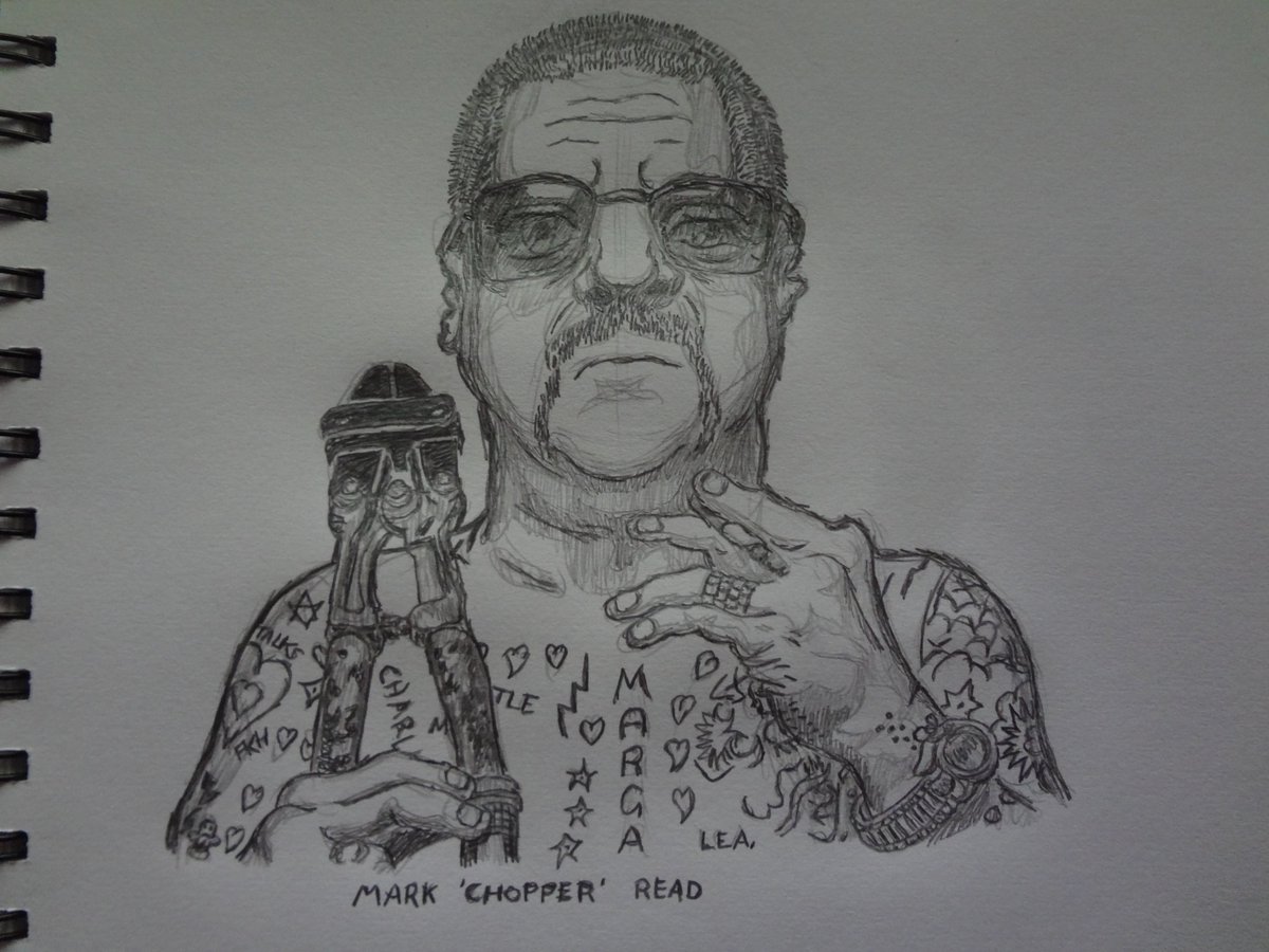 ArtCraike's tweet photo. LUNCHBREAK CHALLENGE
Draw up a portrait during my 30min lunchbreak
Yesterday's subject: Mark 'Chopper' Read
(I forgot to upload it yesterday)
#art #artistsontwitter #chopperread #markchopperread https://t.co/wt31BMmXm0