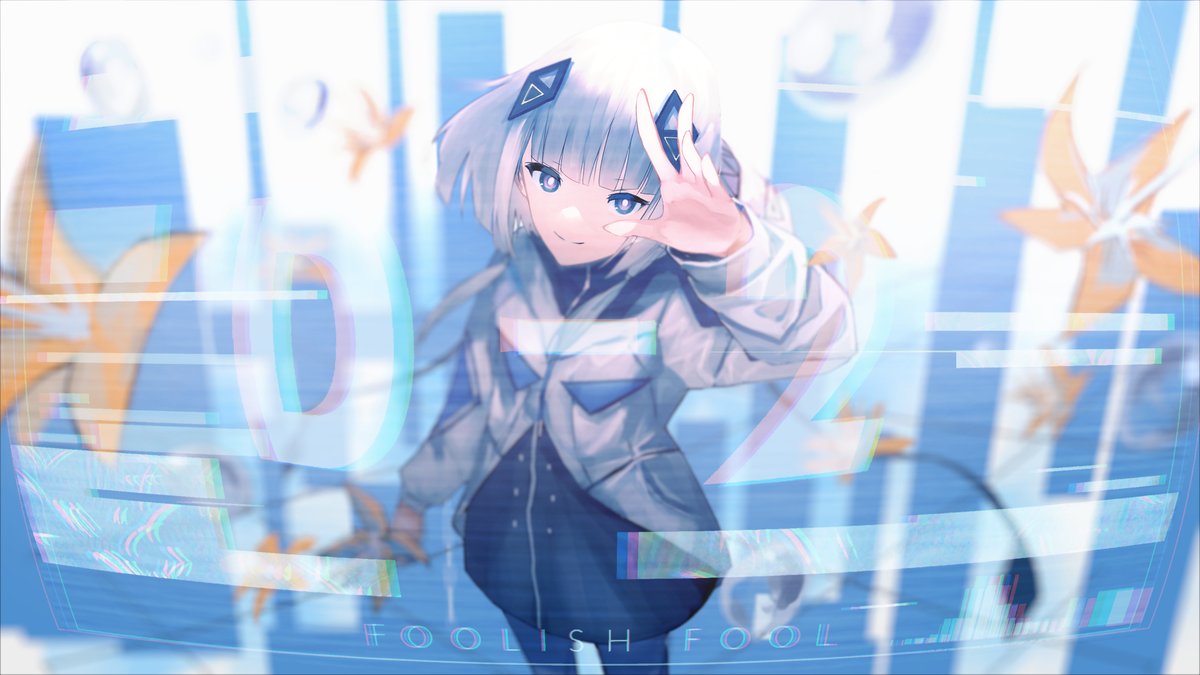 1girl solo looking at viewer blue eyes smile jacket white hair  illustration images