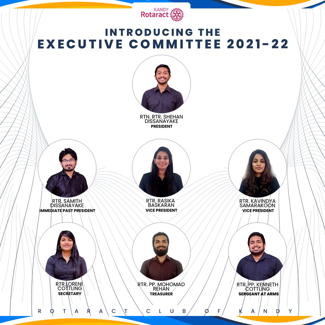 kandyrotaract's tweet photo. Introducing the Executive Committee of the Rotaract Club of Kandy for the year 2021-22.
"A team above all. Above all a team."
#Rotaract #Rotaract3220 #WeAreRotaract #RACKandy #teamkandy #clubservices https://t.co/NdgVVVewQa