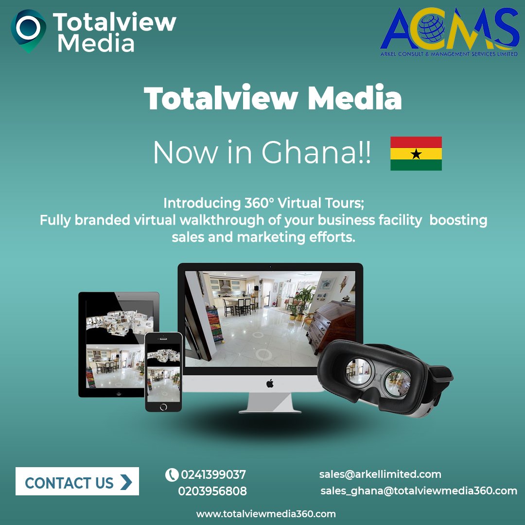 Time to expand ! @Totalview_media
is moving into #Ghana

Launch date: July 16th

#interactivemedia #virtualreality #virtualtours #totalviewmedia  #accra