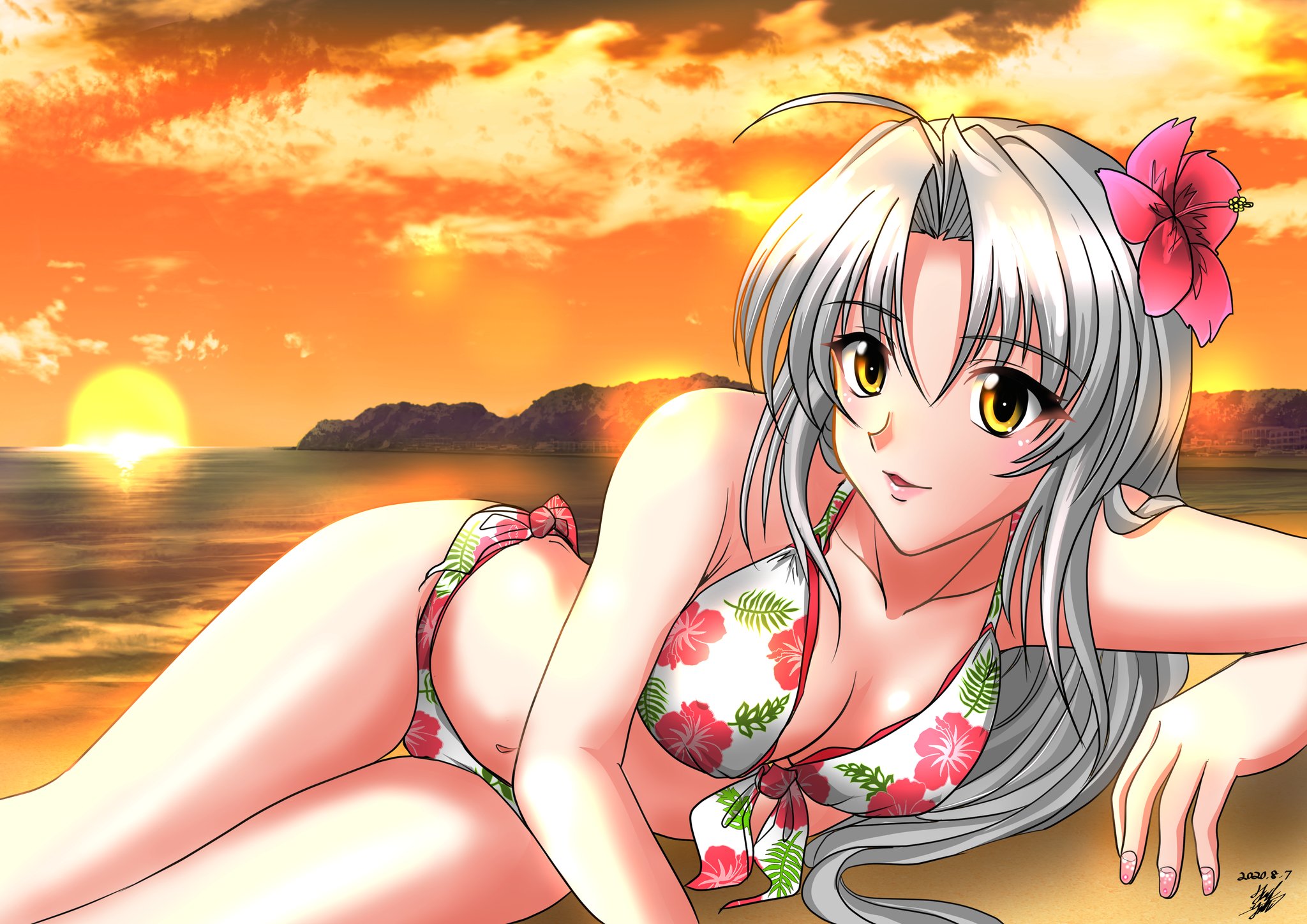 とっぴー ビキニの日 だそうなので オレは会心の出来だったから好きだけど もうフォロワーさんは見飽きてるかなこの絵は W 笑 メモオフ 双海詩音 T Co 8p1nsm8mlk Twitter