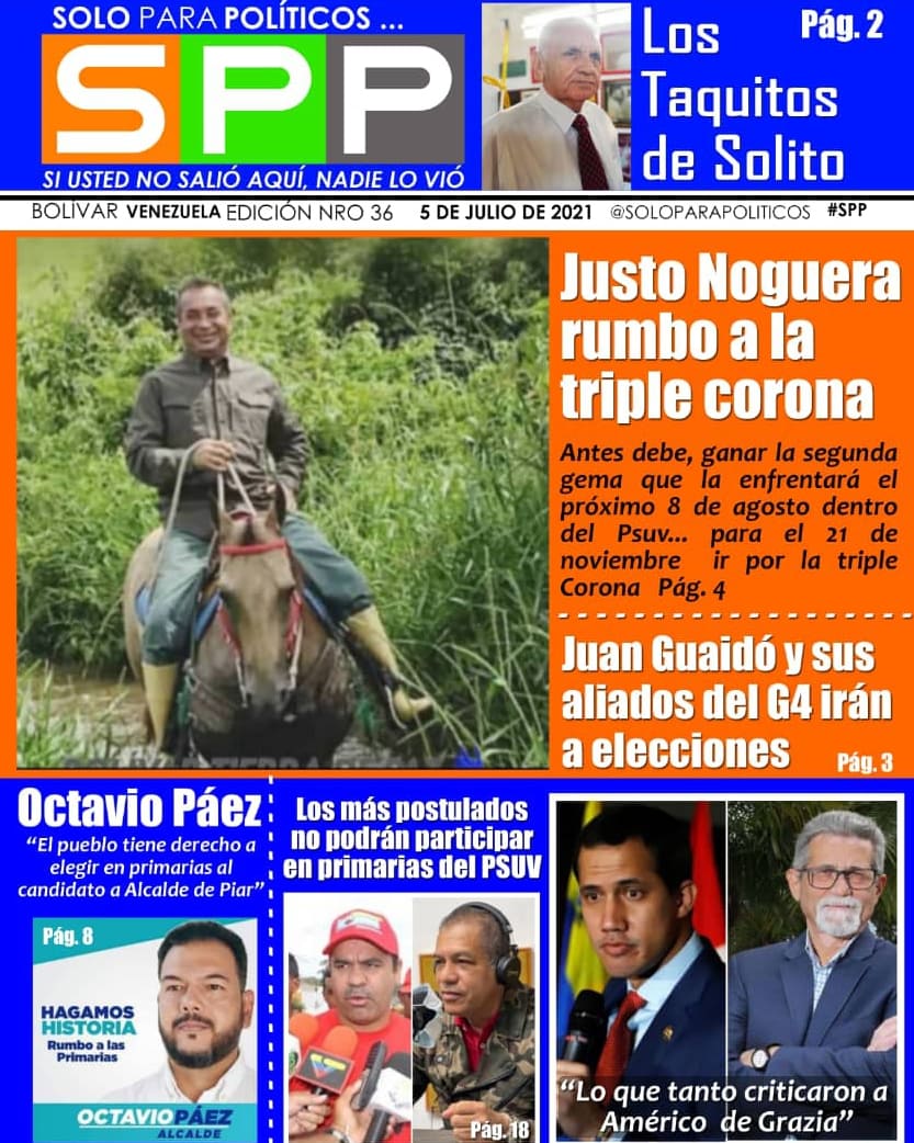 sppoliticos's tweet photo. Aquí te presentamos la #Edicion36 de #SoloParaPoliticos el Semanario de #Guayana
"Somos el equilibro hecho semanario".
#ediciónlunes#05al11Julio
#Venezuela#CiudadBolívar #Caicara #PuertoOrdaz #SanFelix #Upata #SPP🕶️
#Venezuela🇻🇪
#SPP Sí usted no salió aquí nadie lo VIO!!👀 https://t.co/2BMupqiOkg
