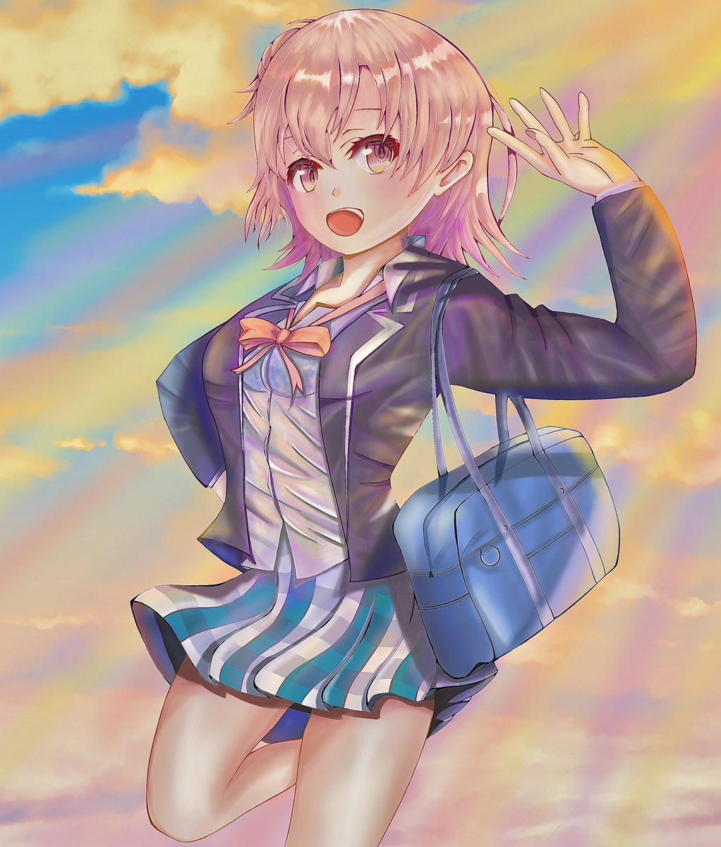 月花 依頼創作イラスト 夕方の帰り道 由比ヶ浜由依 また明日ねっ 俺ガイル 由比ヶ浜結衣 二次創作 依頼イラスト