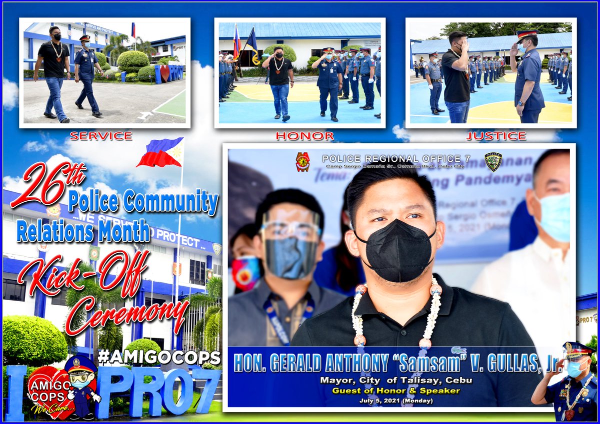 pro7official's tweet photo. Kick-off Ceremony 26th PCR Month Celebration with Talisay City Mayor Gerald Anthony "Samsam" V. Gullas, Jr., as Guest of Honor and Speaker at Camp Sergio Osmeña Sr., Cebu City on July 5, 2021 https://t.co/urmTpD3GLt