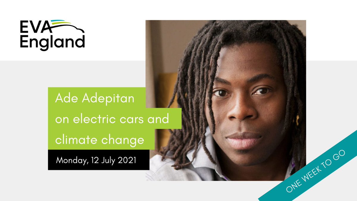 EVAEOfficial's tweet photo. One week to go until our first Chargepoint Chat featuring @AdeAdepitan! 

Register for the free lunchtime event, followed by a Q&amp;A hosted by our very own @Gill_Nowell. Anyone with an interest in electric driving and #climateaction is encouraged to attend.

https://t.co/n8dc9Mjaae https://t.co/JIqPLN02lw
