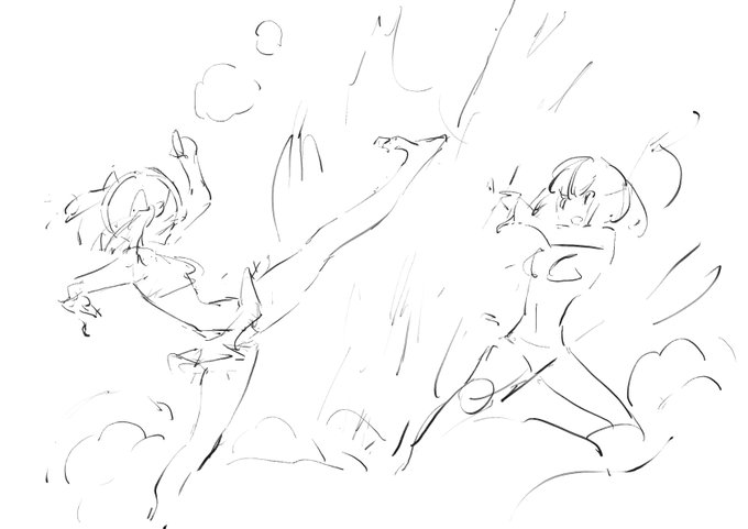 初手で砂を使って目潰ししにいく神崎のラフです 