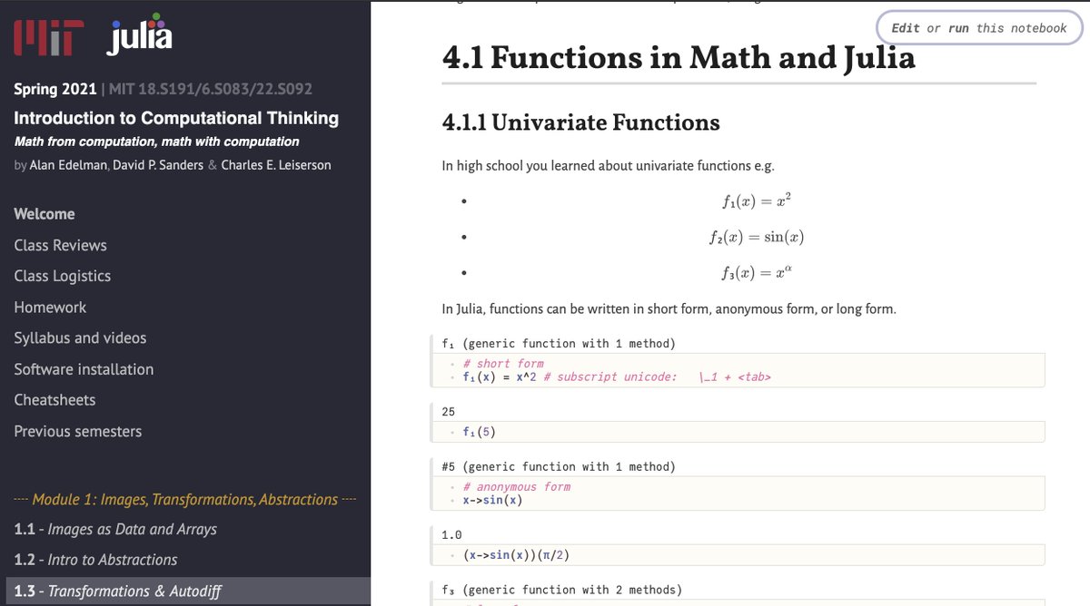 omarsar0's tweet image. This course on "Introduction to Computational Thinking" is exceptional.

Computational Thinking is useful for CS and machine learning students.

Topics include image analysis, statistics, differential equations,...

A fun way to start learning Julia.

computationalthinking.mit.edu/Spring21/