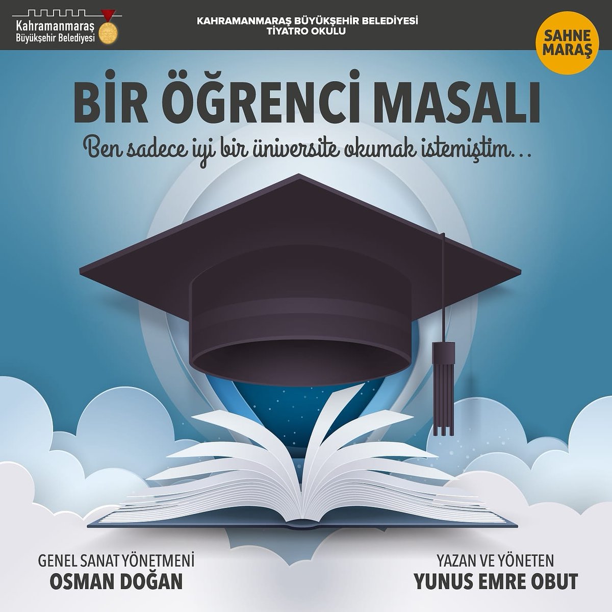 sahnemaras's tweet photo. KMBB SAHNE MARAŞ / TİYATRO OKULU
🎭BİR ÖĞRENCİ MASALI
📅 6 TEMMUZ  2021
🕢19.30
🛕Necip Fazıl Kısakürek Kültür Merkezi
-Oyunumuz ÜCRETSİZDİR.
-Oyunumuzu izlemek için Necip Fazıl Kısakürek Kültür Merkezinden bilet temin edebilirsiniz. 
-10 yaş ve üzeri seyirci için geçerlidir. https://t.co/BrI6wdZib4
