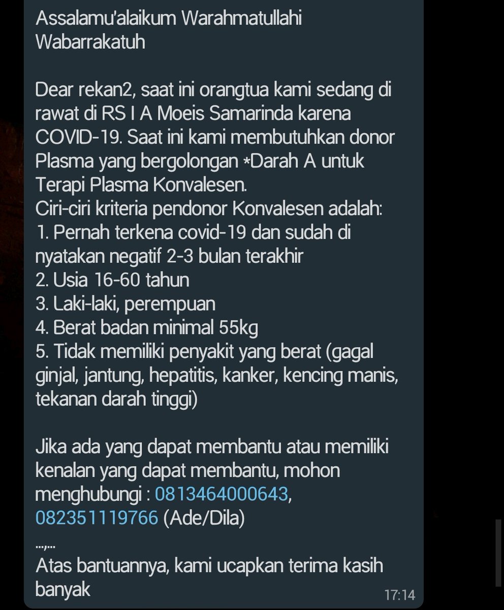 apabila ada kerabat atau saudara yg memenuhi kriteria mohon bantuannya 🙏