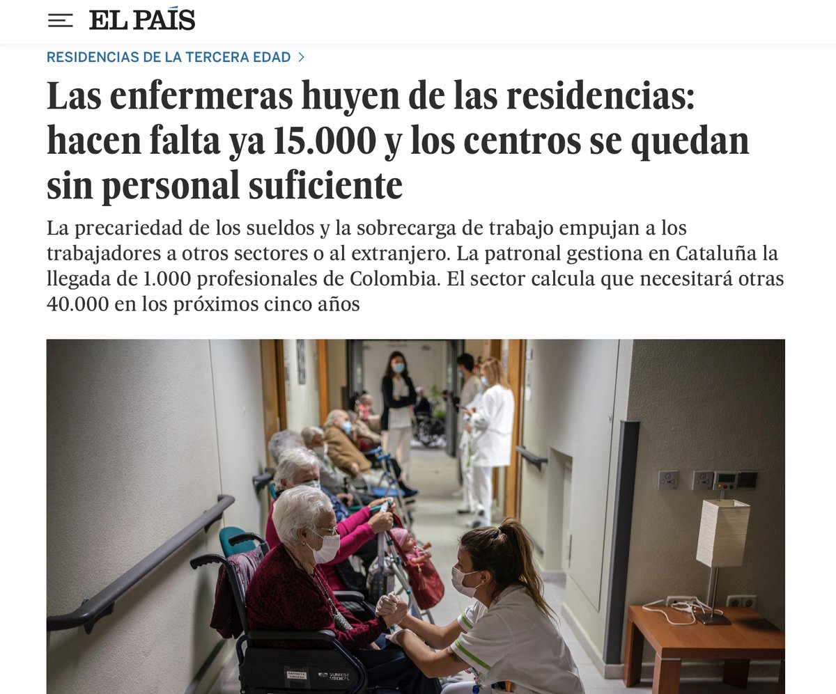 Huyen de trabajar en condiciones precarias. De cobrar 1.100€/mes y de tener a su cargo la salud de más de 100 ancianos que pagan fortunas para recibir un trato que no merecen, xq es imposible llegar.
Es la crónica de algo anunciado y que muchos directores llevan años cultivando.