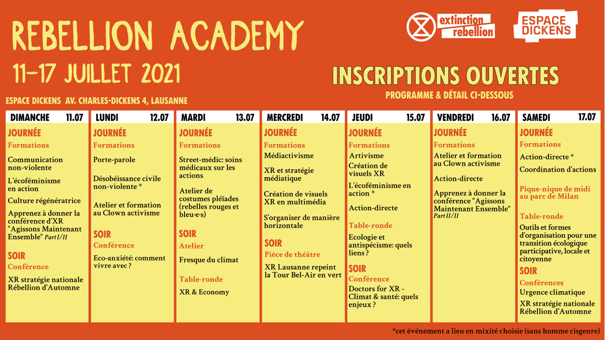 REBELLION ACADEMY à l'Espace Dickens avec XRLausanne, du 11 au 17 juillet
xrlausanne.ch/event/rebellio…