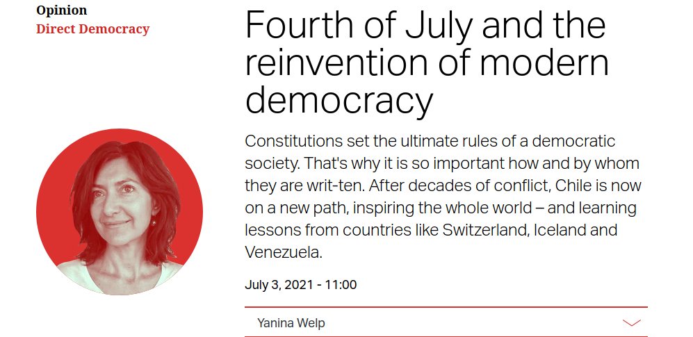 Democracy International (@democracy_intl) on Twitter photo 📢Yesterday in 🇨🇱 #Chile the #ConstitutionalConvention was inaugurated and will start its work on the revision on the Chilean Constitution📜It is tasked to "renovate our broken politics by making our democracy democratic again"
Read <a href="/swissinfo_en/">swissinfo.ch</a> article➡️bit.ly/3xktFIz 📢Yesterday in 🇨🇱 #Chile the #ConstitutionalConvention was inaugurated and will start its work on the revision on the Chilean Constitution📜It is tasked to "renovate our broken politics by making our democracy democratic again"
Read <a href="/swissinfo_en/">swissinfo.ch</a> article➡️bit.ly/3xktFIz