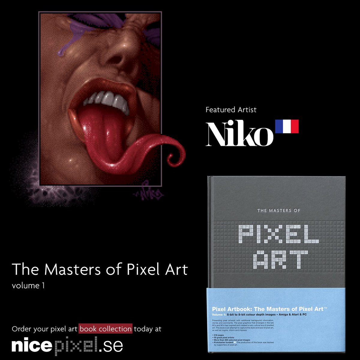 MastersPixelArt's tweet photo. Presenting the skilled #Amiga #pixelartist Niko 🇫🇷 #France - oldskool #demoscene #pixelart ⭐️ We're proud to feature your art in #themastersofpixelart volume 1 🖤 books, packs &amp; more >> https://t.co/65qJMXgyfy 🌍 worldwide shipping! #nicepixel #logo #graffiti https://t.co/0MVh0qlSTt
