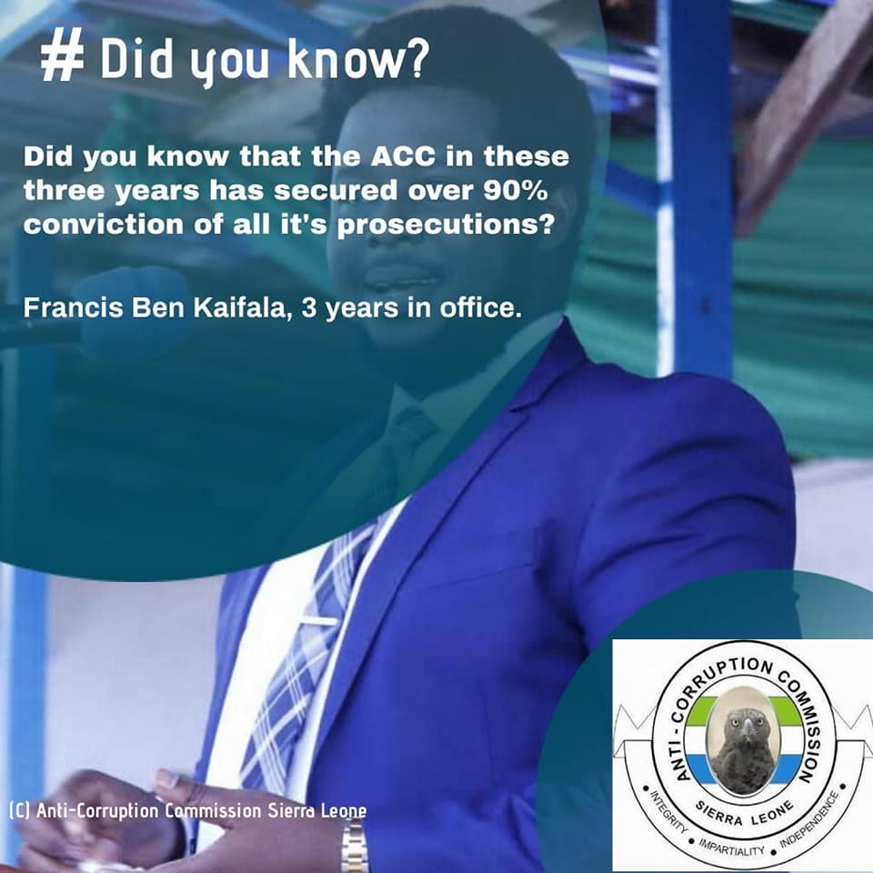 We are still celebrating 3 years of my tenure as Commissioner. . .
 
But did you also know that we are winning in court against the corrupt more than ever before with the introduction of the "Special" Anti-Corruption Division of the High Court? 
#3yearsinoffice #SaloneTwitter