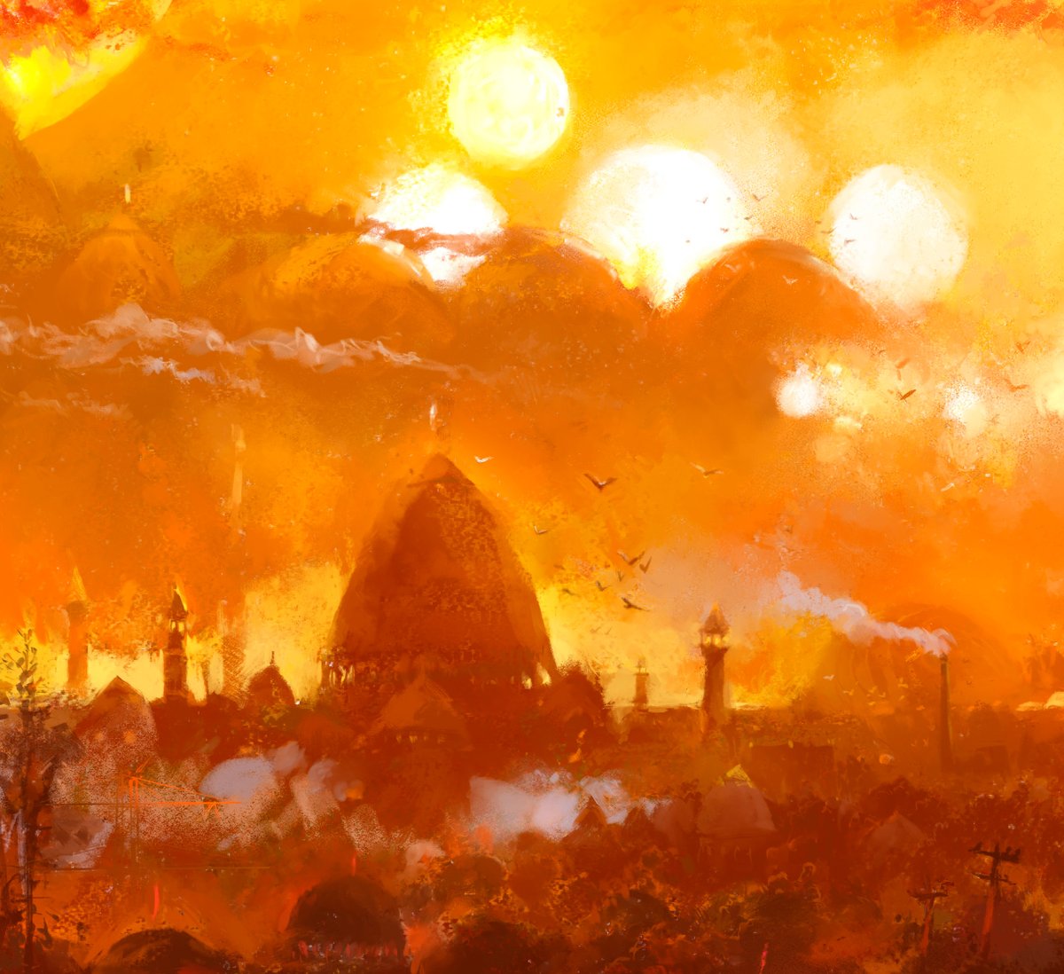 zhille's tweet photo. A few detail zooms from "Sunset of a dozen Suns", available at @a_octal as an 8-piece limited edition large aluminium print with free worldwide shipping! https://t.co/7ZcduSruwb https://t.co/3LhymwEP5H
