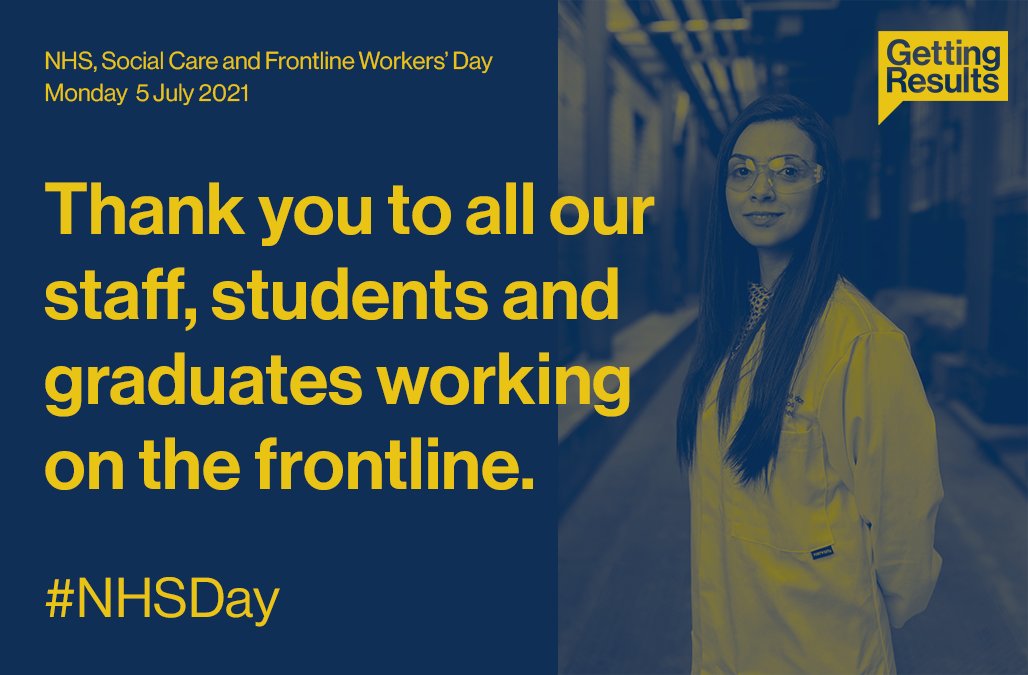 Today, on #NHSDay, we want to say thank you to all of our staff, students and graduates working on the frontline for COVID-19 recovery. 👏

#GettingResults | #CitizensOfChange