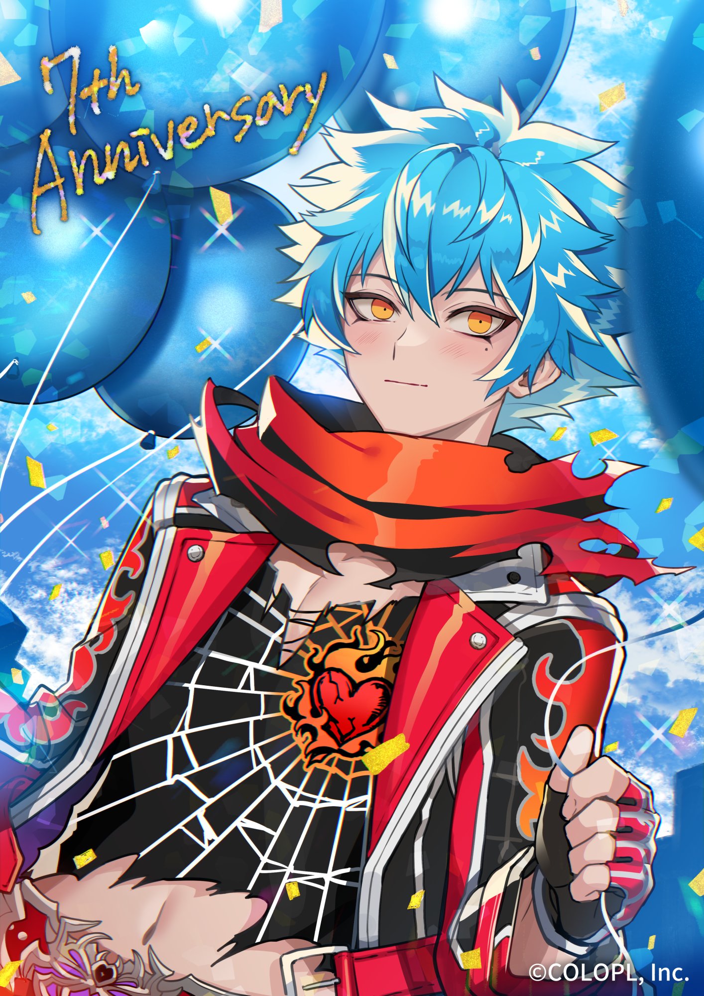 公式 白猫プロジェクト New World S 白猫プロジェクト7周年 を記念して 夜村シロ Yorumura S さんに レクトのイラストを描いていただきましたにゃ W レクトくんの髪色とお揃いの青い風船でお祝いしてくれてますね 皆さま素敵なコメント