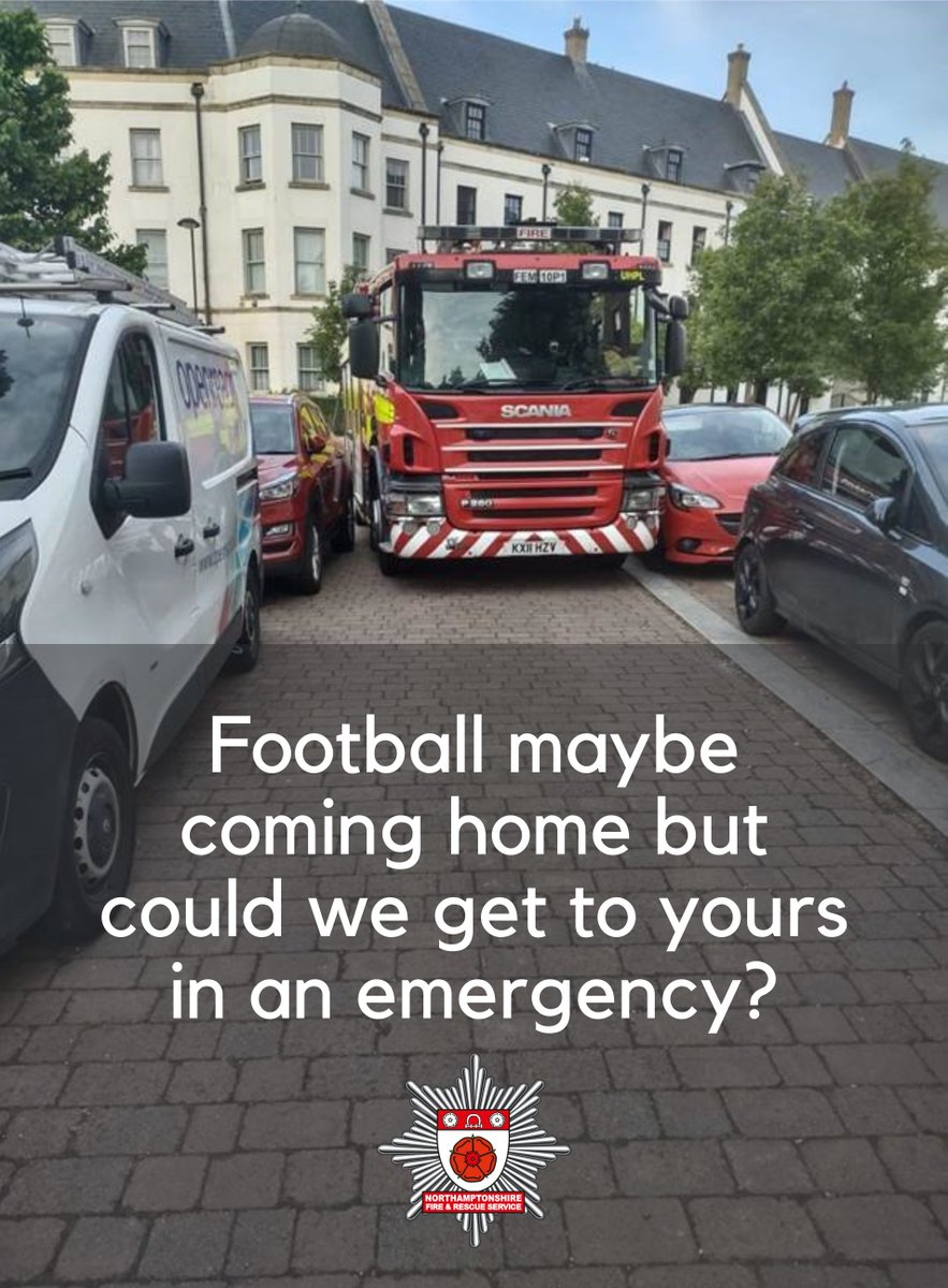 northantsfire's tweet image. Our crews are finding it increasingly difficult to navigate through residential areas, possibly delaying them from a life saving emergency. 

Whether it is dropping children at school or meeting friends to watch the match, please think about where you park.