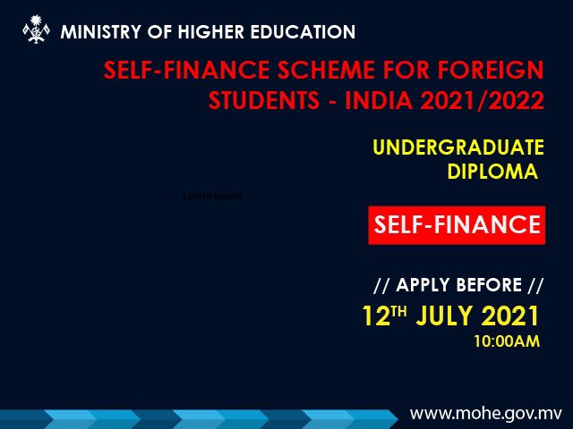 Ministry Of Higher Education On Twitter We Are Pleased To Announce The Availability Of The Self Finance Scheme For Foreign Students India 2021 2022 Deadline For Applications 12th July 2021 10 00am For More