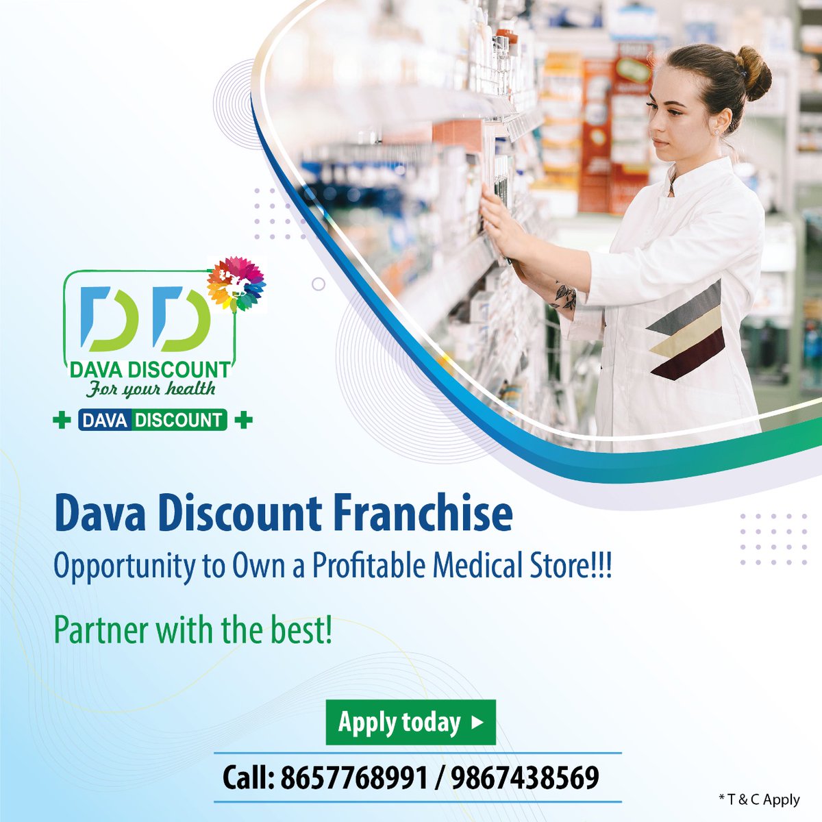 davadiscount's tweet photo. Open your own Medical Store with a minimum area of 200 sq. ft., and a single store operating in one pin code, Dava Discount is the only company to offer 20% - 25% discount on all the Branded Medicines to customers.

#Davadiscount https://t.co/GCw7ii4x8h