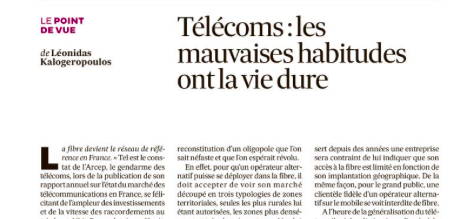 AlternativeTel's tweet image. La fibre ne doit pas être le fossoyeur de la concurrence dans les télécoms ! 
Retrouvez la Tribune de @leonidas_kalo : lesechos.fr/idees-debats/c…