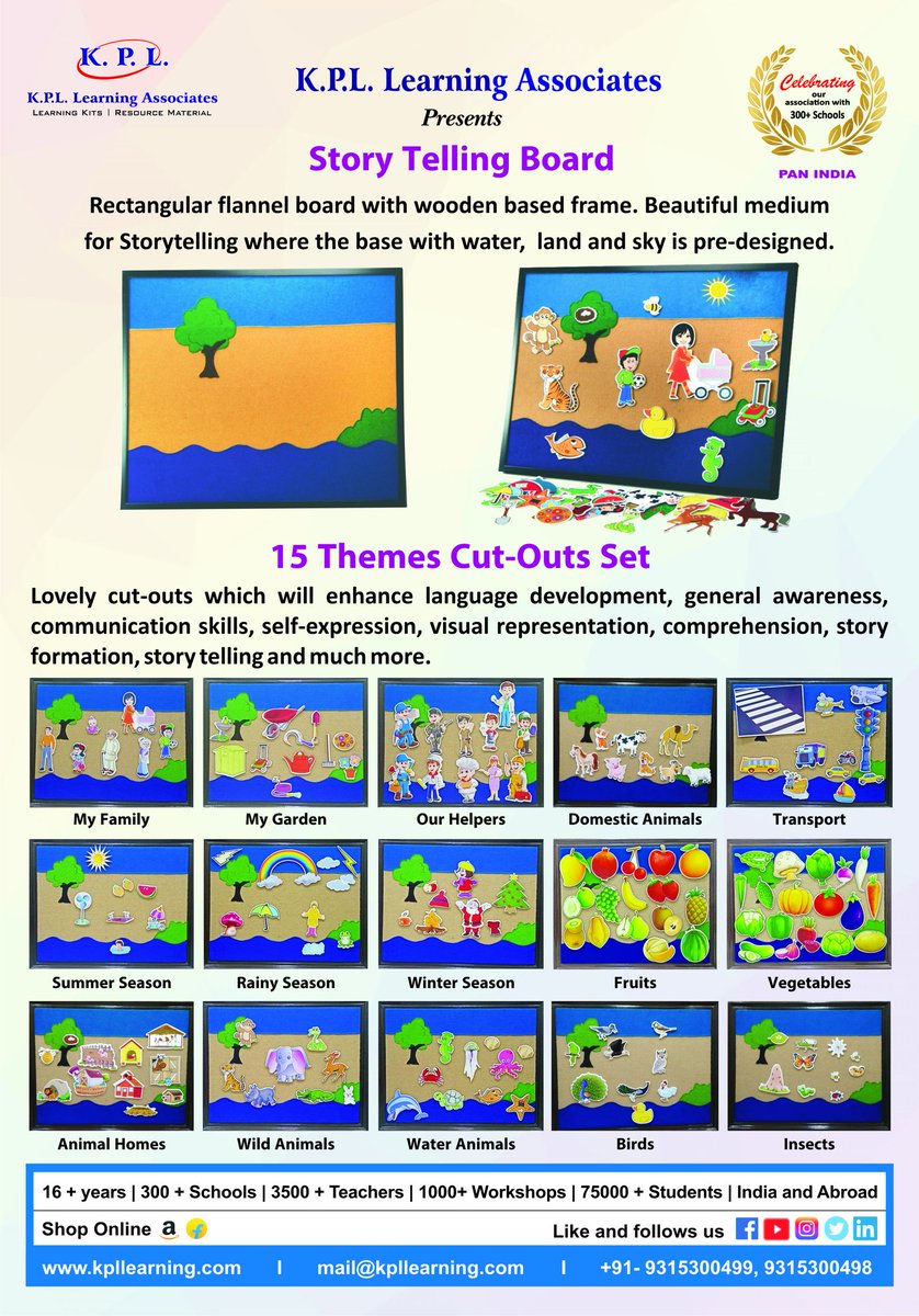 KplLearning's tweet photo. Story Telling Board and 15 Themes Cut-Outs Set for Schools from Nursery till Class V 

KPL Learning Kits are incorporated as a part of the BOOKLIST and these kits are easily mapped with all the curriculums - CBSE/ICSE /IB.

Mobile: +91- 9315300499  I  Email: mail@kpllearning.com https://t.co/eG2YB2XBkQ