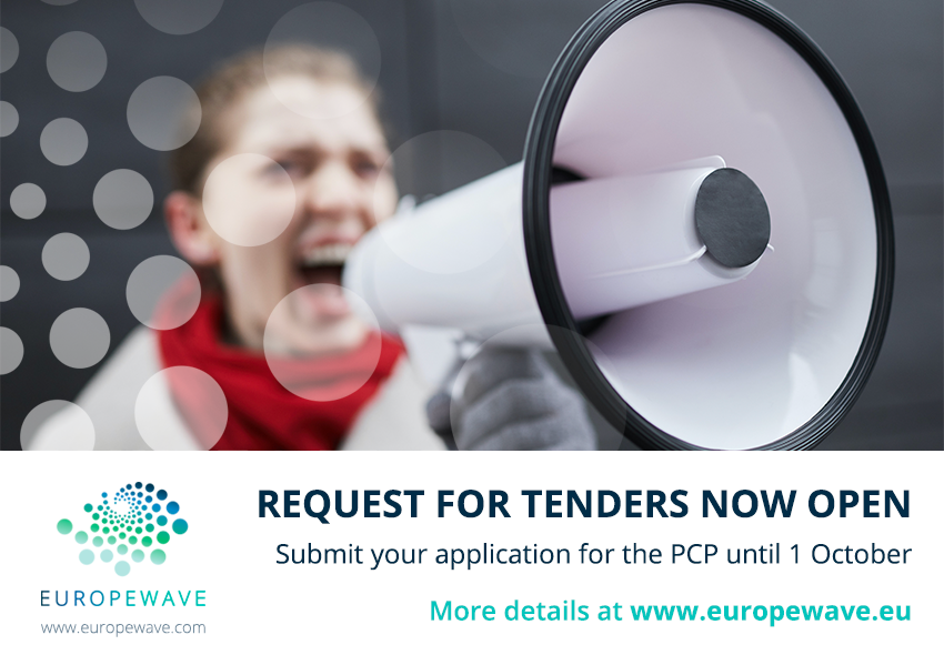 EuropeWave_EU's tweet photo. It's here! The EuropeWave Request for Tenders is officially open 🎉 You can consult the official tender documents and prepare your application for the PCP programme now.

The call deadline is 1 October 🗓️

More info: https://t.co/6adqTuGxT8 https://t.co/9F1DHCUkGU