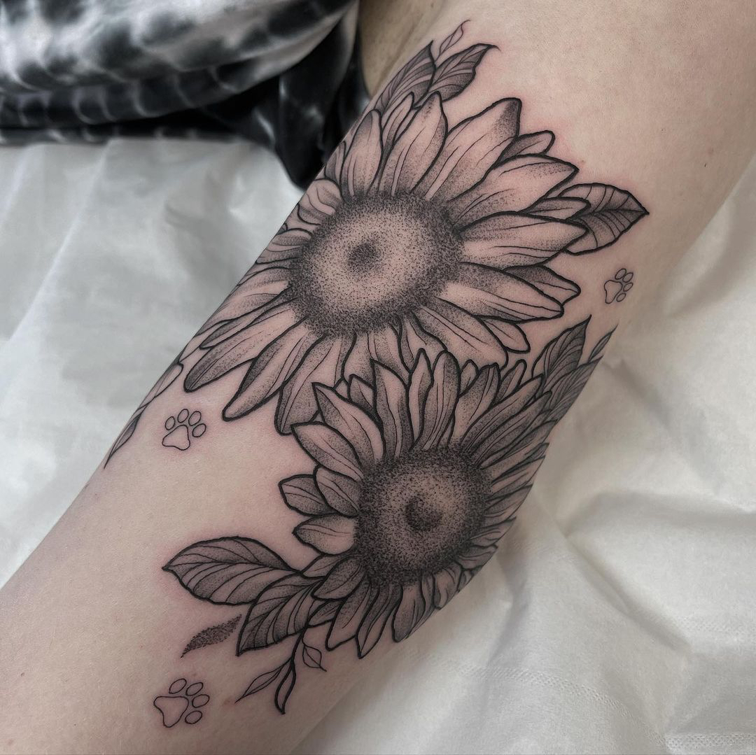 Skull with Sunflowers  by Artist   Ink Empire Tattoos  Facebook