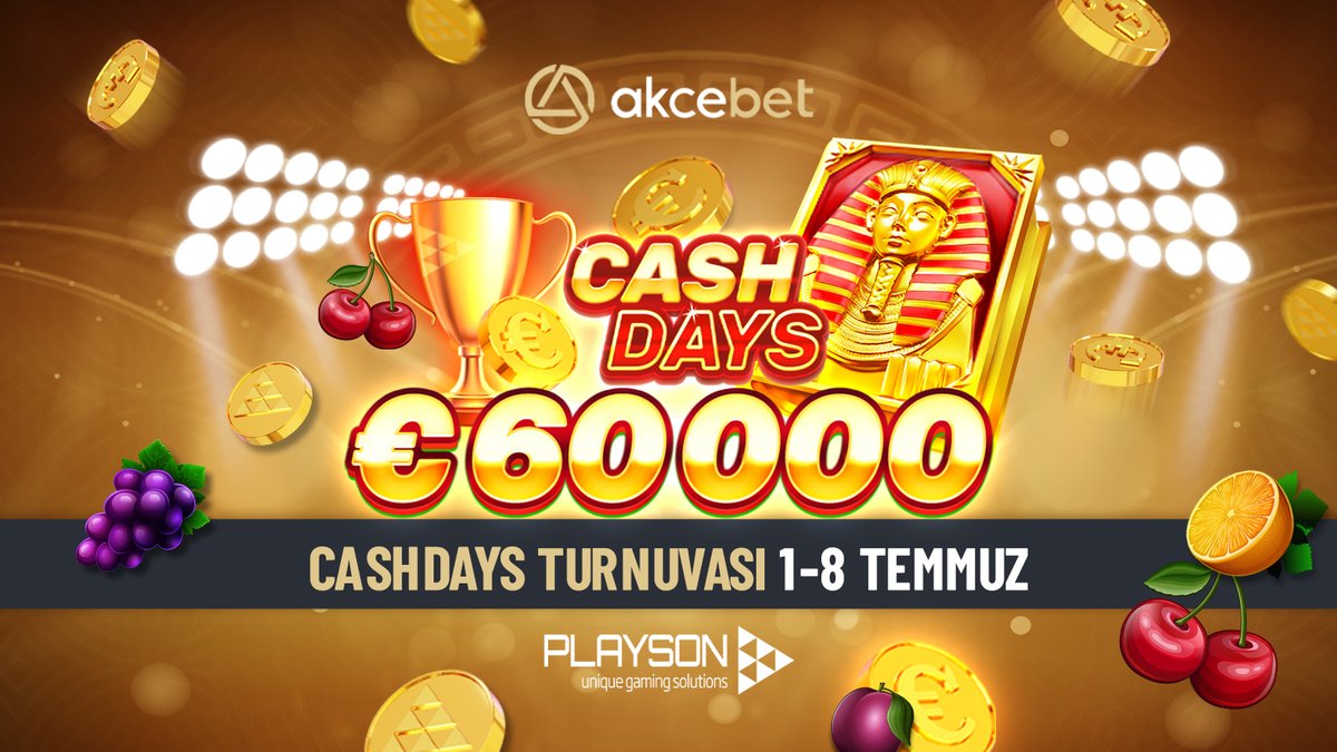 Ödüllü CashDays Turnuvası Devam Ediyor!✨

🚨Son 3 gün kala seçili oyunlardan birini oynayarak nakit ödülleri kazanma şansını yakala ! 🎈

Giriş için heylink.me/Akcebet/