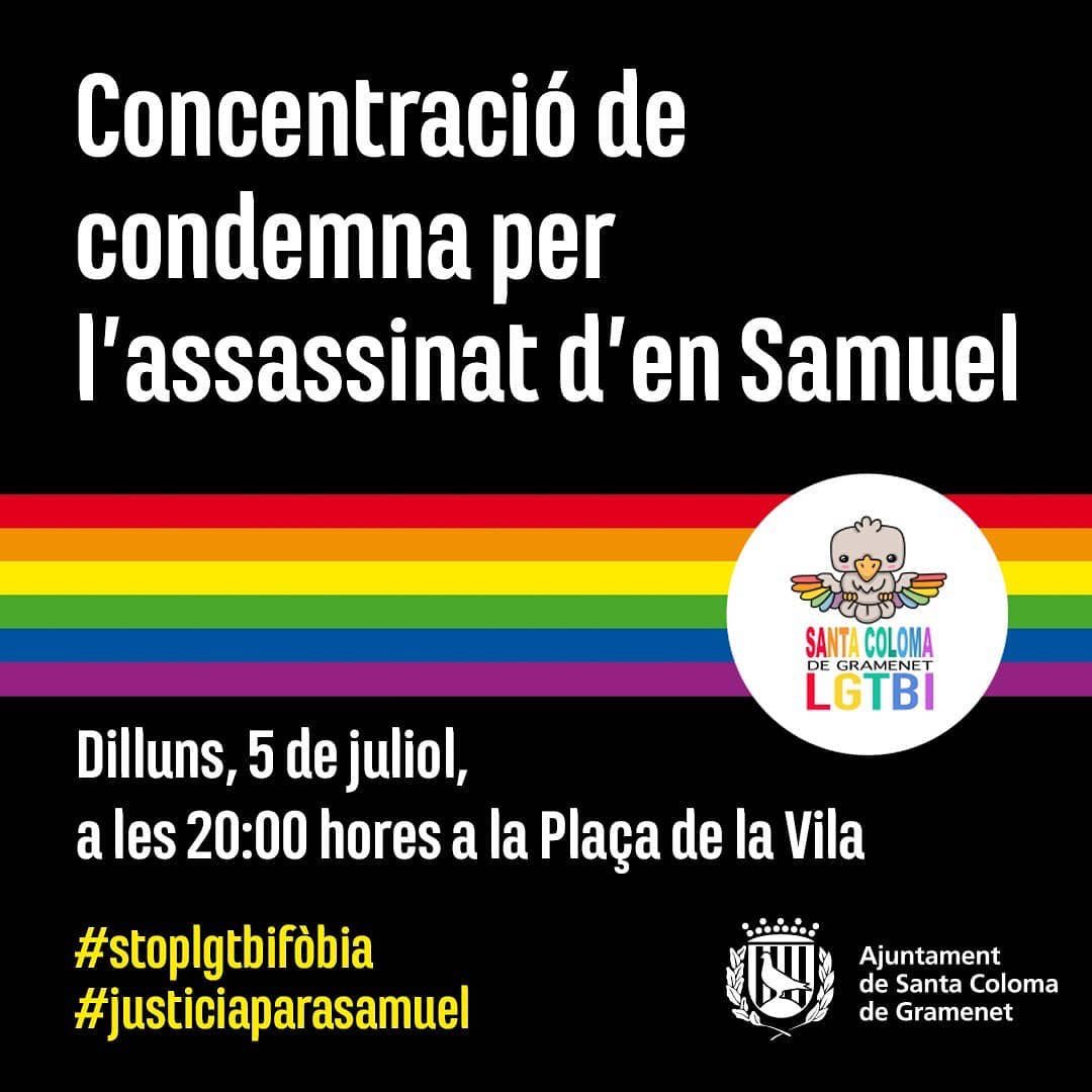 nuriaparlon's tweet photo. Aquesta tarda la ciutat de #santacoloma s’hi suma a la condemna  a les places de tot el país per l’assassinat del Samuel #justiciaparasamuel @scgramenet https://t.co/RjMyf90gKm