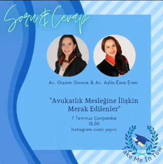 Tür: Canlı Yayın

Konu: Avukatlık Mesleğine İlişkin Merak Edilenler

Düzenleyen: Take Me In Tow

Konuşmacılar: Gizem Gonce, Aylin Esra Eren

Tarih: 07.07.2021

Saat: 18.00

Katılım: hukuktakvimin.com/etkinlikler/av…

#hukuktakvimin #avukatlık #meslek #hukuk